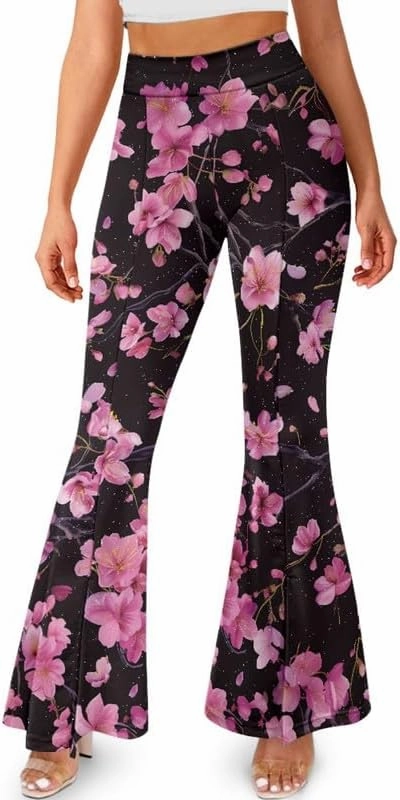 Irisjudy Rainbow Hearts Women's Flared Yoga Pants Xmas Bootcut Split-Hem Yoga Leggings Blood Splash Wide Leg Workout Trousers