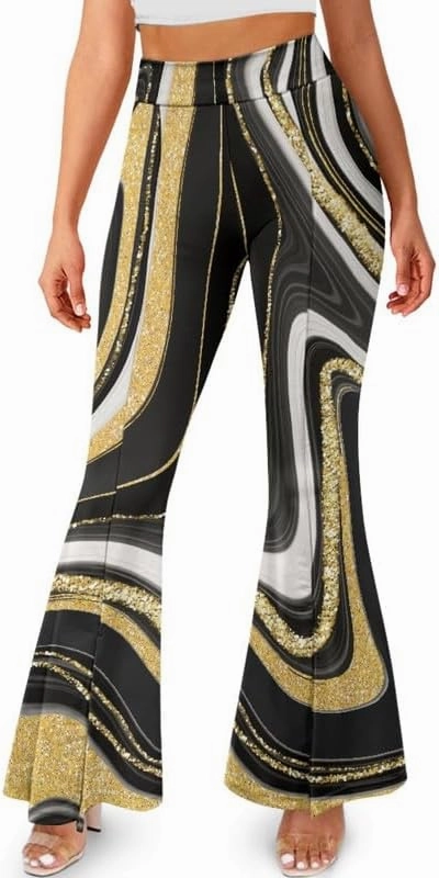 Irisjudy Rainbow Hearts Women's Flared Yoga Pants Xmas Bootcut Split-Hem Yoga Leggings Blood Splash Wide Leg Workout Trousers