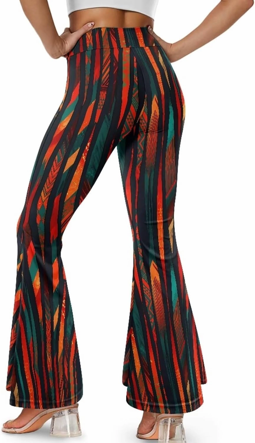 Irisjudy Rainbow Hearts Women's Flared Yoga Pants Xmas Bootcut Split-Hem Yoga Leggings Blood Splash Wide Leg Workout Trousers