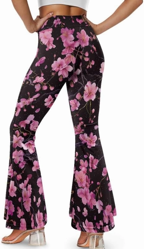 Irisjudy Rainbow Hearts Women's Flared Yoga Pants Xmas Bootcut Split-Hem Yoga Leggings Blood Splash Wide Leg Workout Trousers