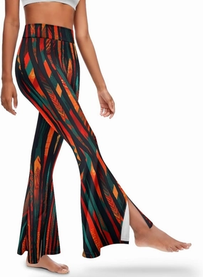 Irisjudy Rainbow Hearts Women's Flared Yoga Pants Xmas Bootcut Split-Hem Yoga Leggings Blood Splash Wide Leg Workout Trousers