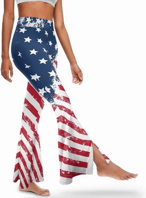 Irisjudy Rainbow Hearts Women's Flared Yoga Pants Xmas Bootcut Split-Hem Yoga Leggings Blood Splash Wide Leg Workout Trousers