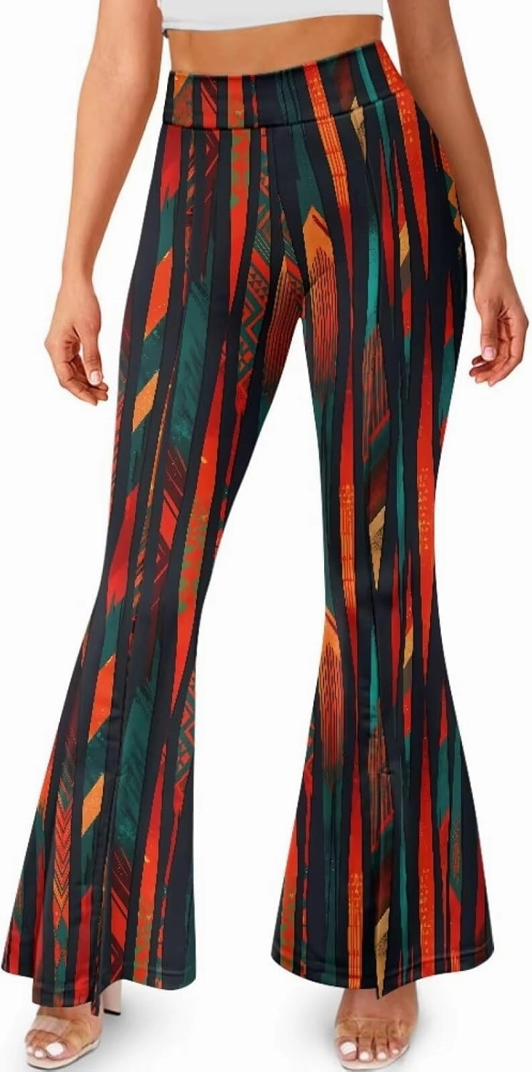 Irisjudy Rainbow Hearts Women's Flared Yoga Pants Xmas Bootcut Split-Hem Yoga Leggings Blood Splash Wide Leg Workout Trousers