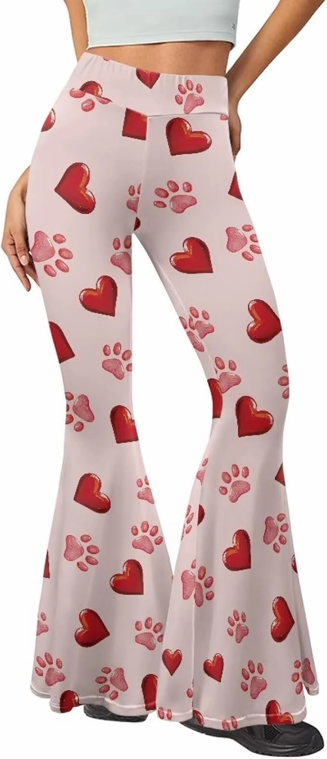 Irisjudy Women Flare Pants LGBT Rainbow Lipprint Bell Bottom Wide Leg Yoga Leggings Sea Turtle Totem Elastic Bootcut Trousers