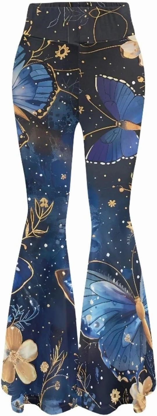Irisjudy Women Flare Pants LGBT Rainbow Lipprint Bell Bottom Wide Leg Yoga Leggings Sea Turtle Totem Elastic Bootcut Trousers