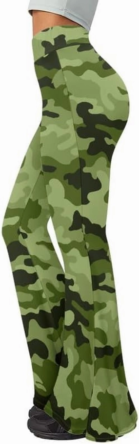 Irisjudy Women's High Waist Cow Print Flared Leg Leggings Plus Size, Cartoon Cats Dogs Bell Bottom Yoga Pants Trousers