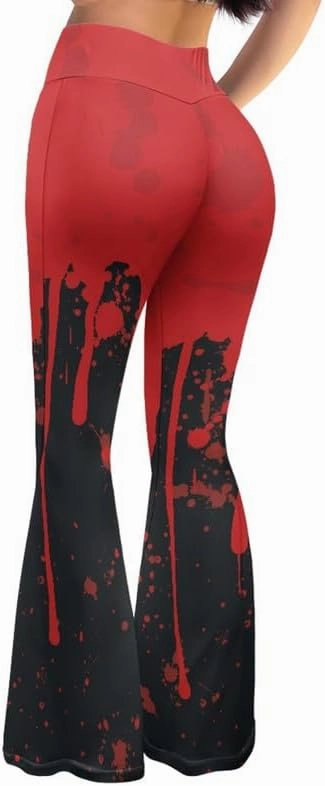 Irisjudy Women's High Waist Cow Print Flared Leg Leggings Plus Size, Cartoon Cats Dogs Bell Bottom Yoga Pants Trousers