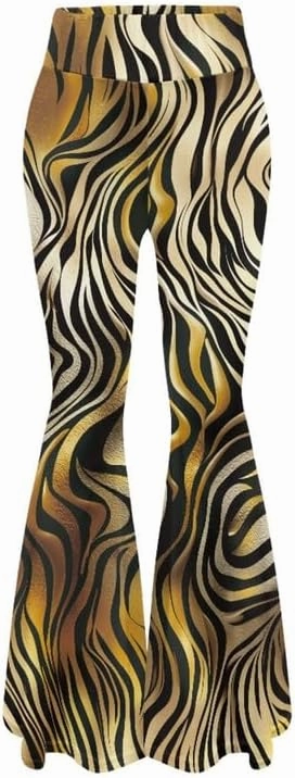 Irisjudy Women's High Waist Cow Print Flared Leg Leggings Plus Size, Cartoon Cats Dogs Bell Bottom Yoga Pants Trousers