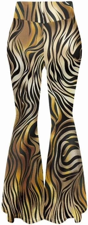 Irisjudy Women's High Waist Cow Print Flared Leg Leggings Plus Size, Cartoon Cats Dogs Bell Bottom Yoga Pants Trousers