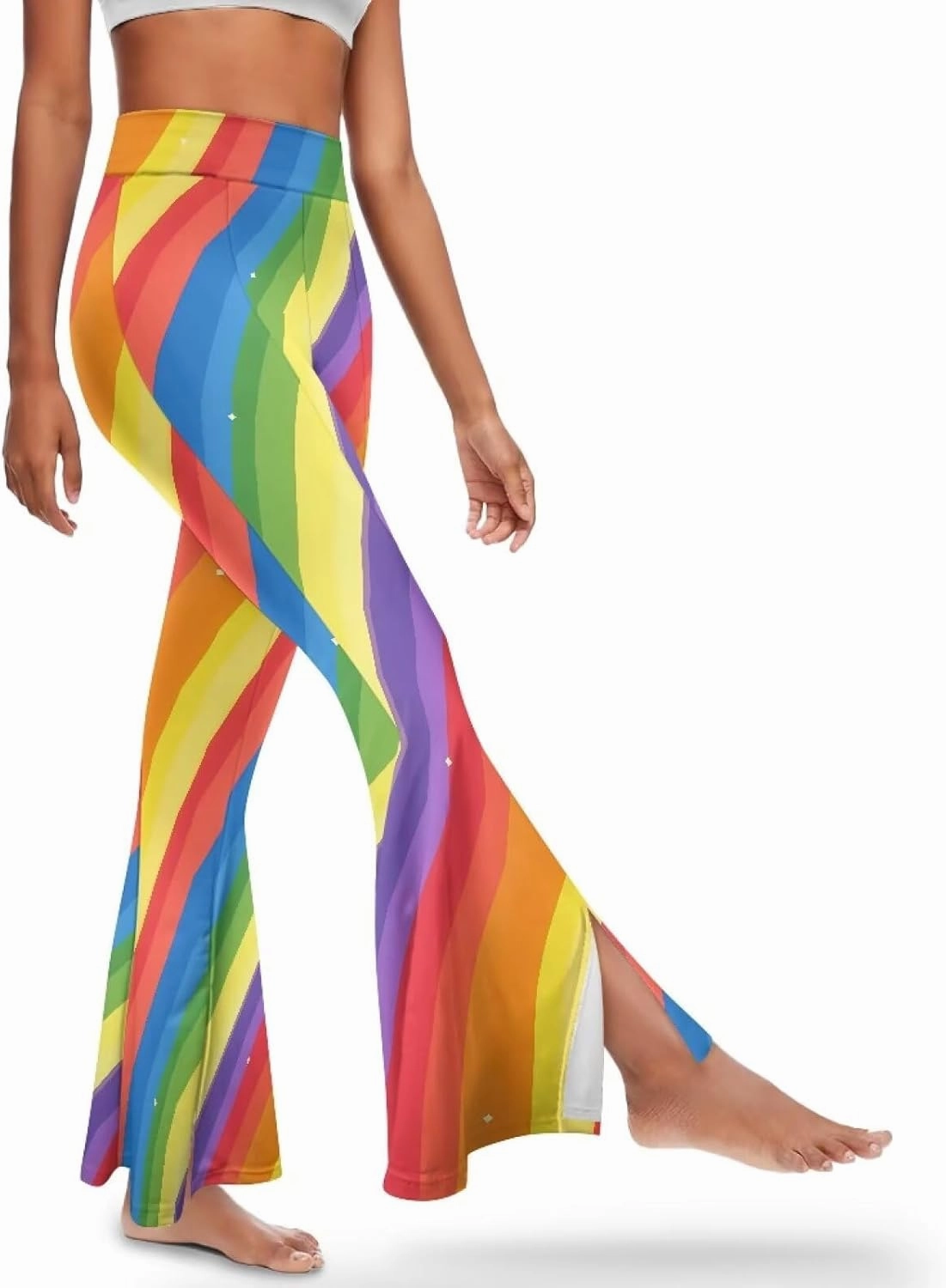 Irisjudy Women's Split Hem Long Pants Sugar Skull Bootcut Bell Bottoms Yoga Pants Jamaican Butterfly Exercise Gym Leggings