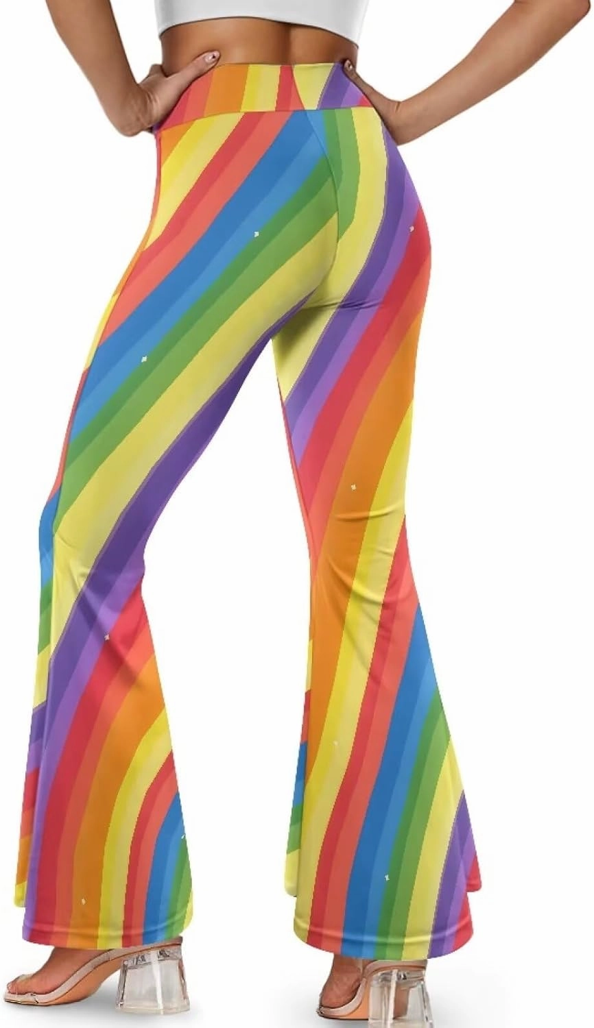 Irisjudy Women's Split Hem Long Pants Sugar Skull Bootcut Bell Bottoms Yoga Pants Jamaican Butterfly Exercise Gym Leggings
