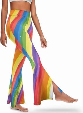 Irisjudy Women's Split Hem Long Pants Sugar Skull Bootcut Bell Bottoms Yoga Pants Jamaican Butterfly Exercise Gym Leggings