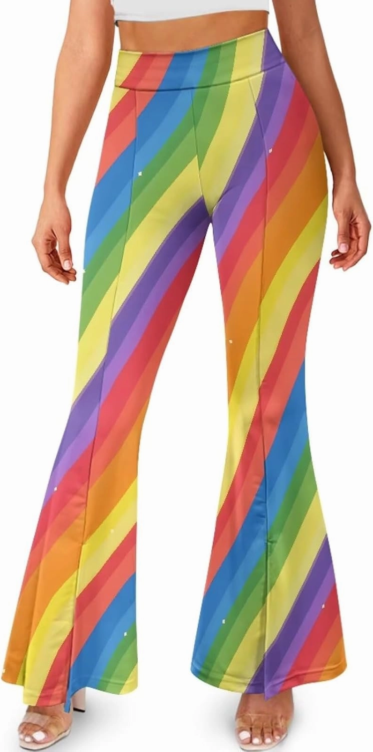 Irisjudy Women's Split Hem Long Pants Sugar Skull Bootcut Bell Bottoms Yoga Pants Jamaican Butterfly Exercise Gym Leggings