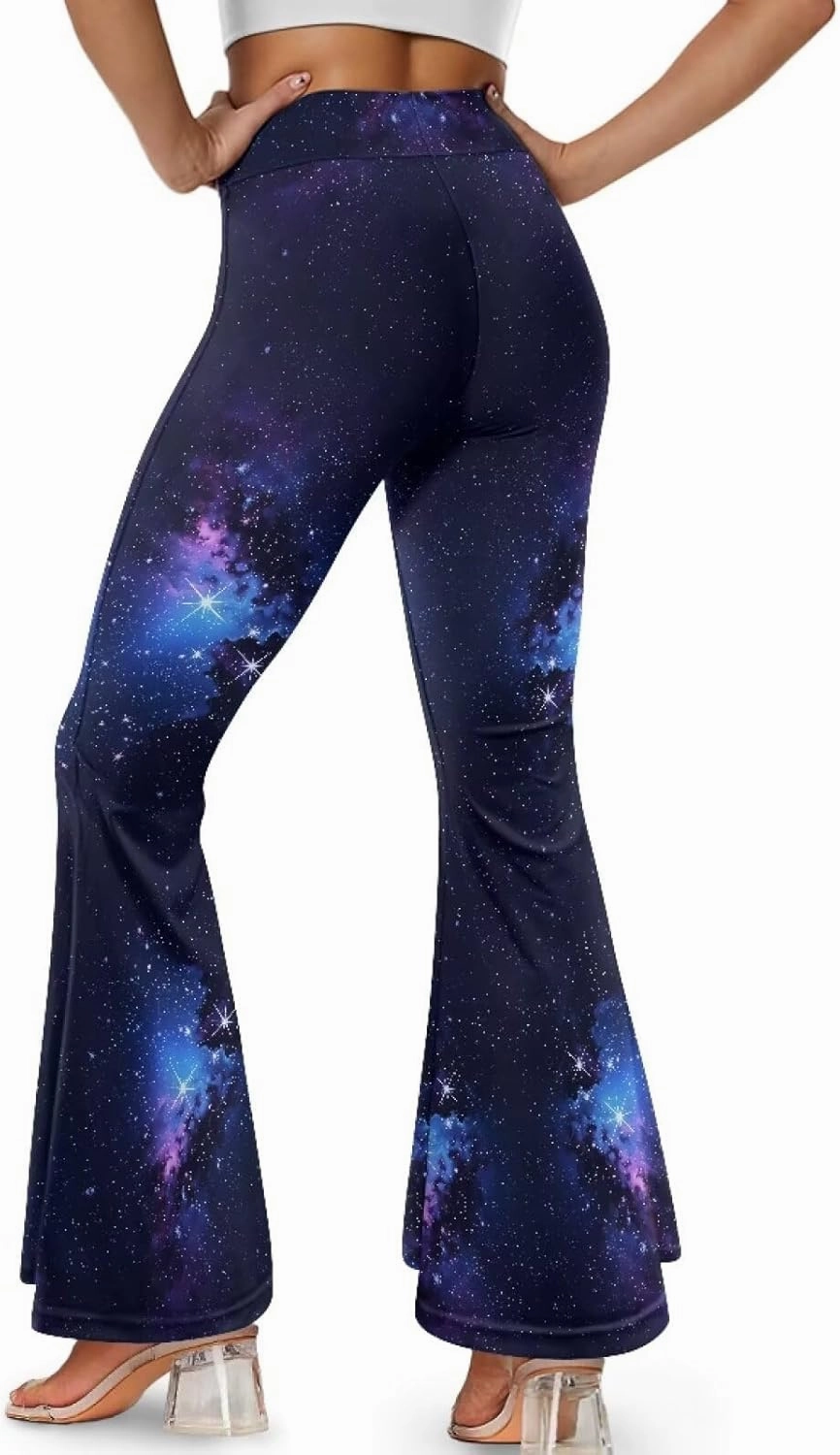Irisjudy Women's Split Hem Long Pants Sugar Skull Bootcut Bell Bottoms Yoga Pants Jamaican Butterfly Exercise Gym Leggings
