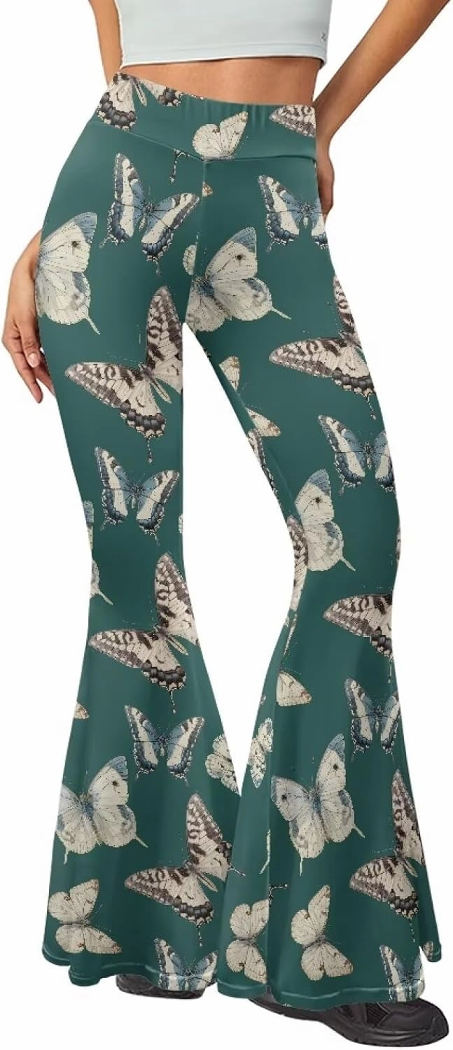 Irisjudy Women's Stretchy Wide Leg Leggings Tie Dye Bootcut Sweatpants Boho Mandala High Waist Yoga Bootleg Pants Slacks