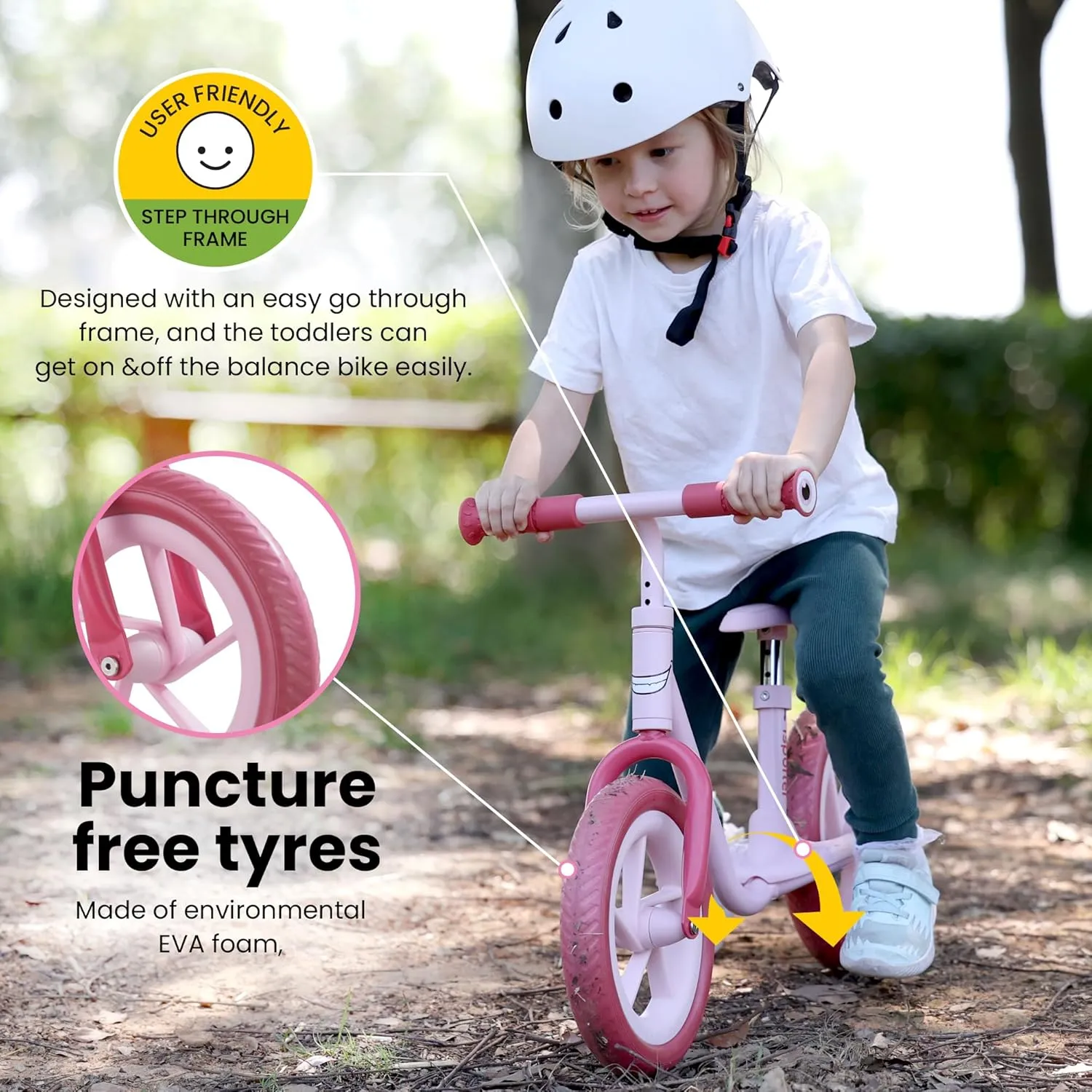 iSporter 10inch or 12inch Kids Balance Bike for Toddler 2 Year Old, Boys Girls Ages 2-5, Gift Push Bikes, No Pedal Training Bicycle, with Footrest, Puncture-proof Tyres, and Height Adjustable