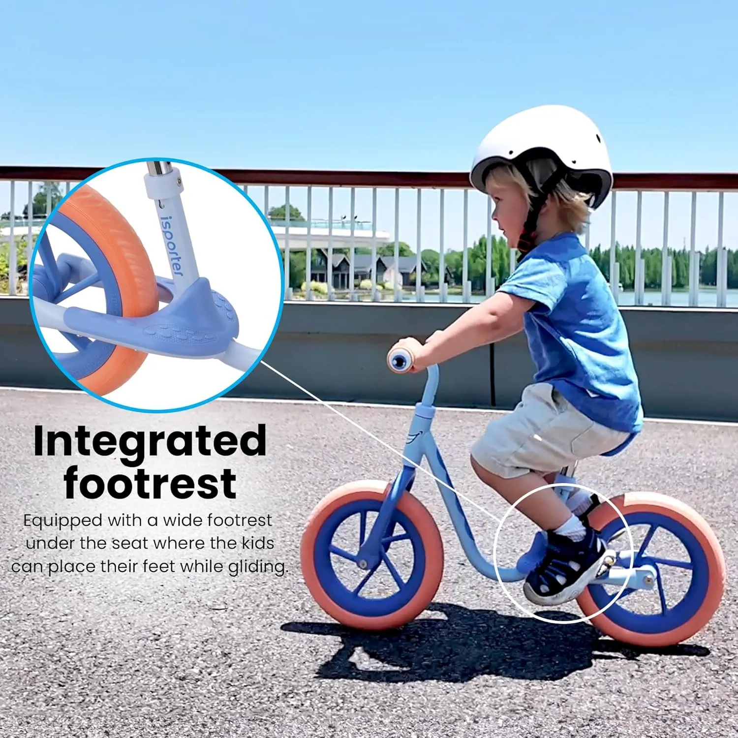 iSporter 10inch or 12inch Kids Balance Bike for Toddler 2 Year Old, Boys Girls Ages 2-5, Gift Push Bikes, No Pedal Training Bicycle, with Footrest, Puncture-proof Tyres, and Height Adjustable