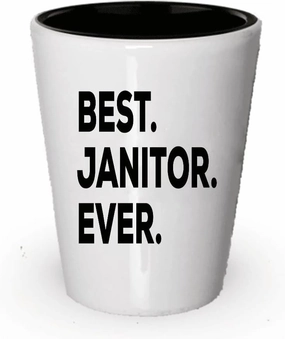 Janitor Shot Glass - Best Janitor Ever - Janitor Gifts For Janitorial Staff - For Thank You Appreciation Promotion Goodbye Going Away - Creative Novelty Idea - Can Add To Gift Bag Basket Box Set (6)