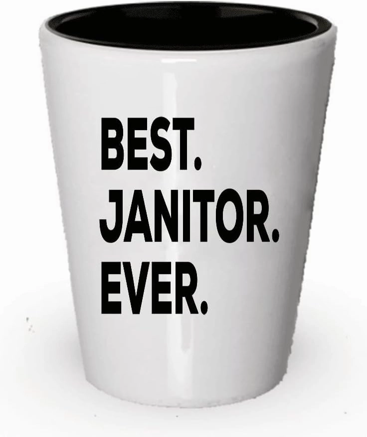 Janitor Shot Glass - Best Janitor Ever - Janitor Gifts For Janitorial Staff - For Thank You Appreciation Promotion Goodbye Going Away - Creative Novelty Idea - Can Add To Gift Bag Basket Box Set (6)