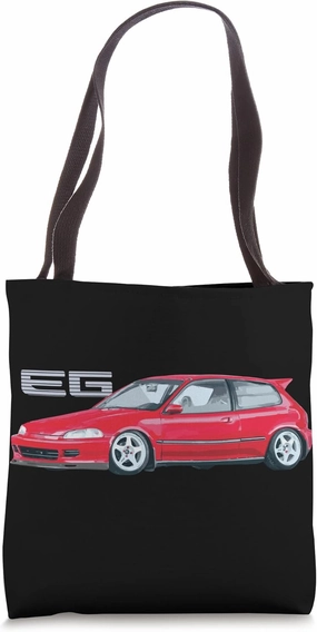JDM Car EG6 SI Hatch Red Tote Bag