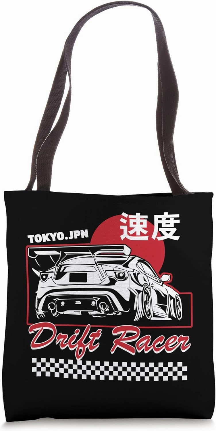 JDM Tokyo Japan Drift Race Car Tuning Retro Vintage Graphic Tote Bag