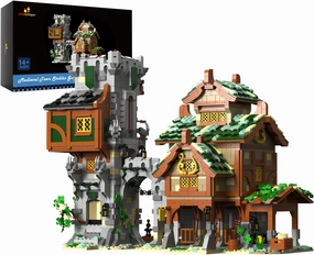 JMBricklayer Medieval Stables and Guard Tower Building Sets for Adults and Teens Age 14 : Embark on a Chivalrous Journey, Medieval Castle Modular Buildings Display, Creative Gifts Building Toys 30107