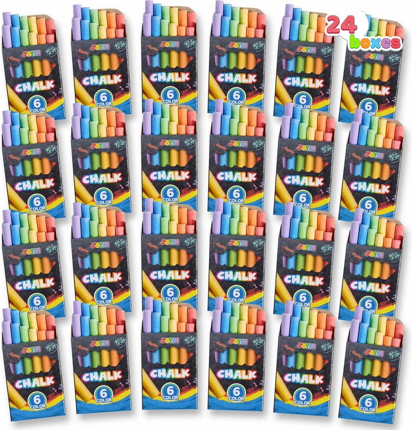 JOYIN 288 Counts Mini Chalk Set for Kids, Non-Toxic Chalks for Boys Girls 3 , School Supplies for Teachers, Goody Bag Fillers, Classroom Prizes Gifts (24 Boxes)