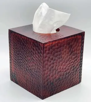 JWT Astyle Hammered Square Facial Tissue Box Cover Holder.Tortoise Color Decorative Resin Tissue Box Covers Cube with Open Bottom for Bathroom Livingroom Kitchen Office Farmhouse Home Decor Gifts