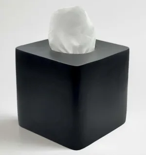 JWT Astyle Smooth Black Square Cube Resin Tissue Box Cover Holder with Open Bottom for Bathroom, Living Room , Kitchen Office Home Accessories Housewarming Gift