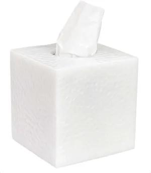 JWT Astyle White Hammered Square Facial Tissue Box Cover Holder.Decorative Resin Tissue Box Covers Cube for Bathroom Livingroom Kitchen Office Home Decor Gifts