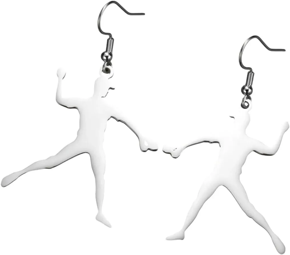 Karate High Kick Drop Earrings Sports Taekwondo Martial Art Dangle Earrings Stainless Steel Jewelry Hers Gym