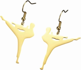 Karate High Kick Drop Earrings Sports Taekwondo Martial Art Dangle Earrings Stainless Steel Jewelry Hers Gym