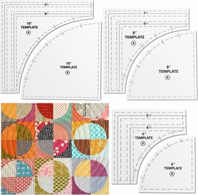 Kigley 3 Set Drunkards Path Quilting Templates Large Quilting Rulers and Templates for Cutting Patterns with 1/4" Seam Allowance Supplies for DIY Craft(Clear,10 x 8 x 6'')