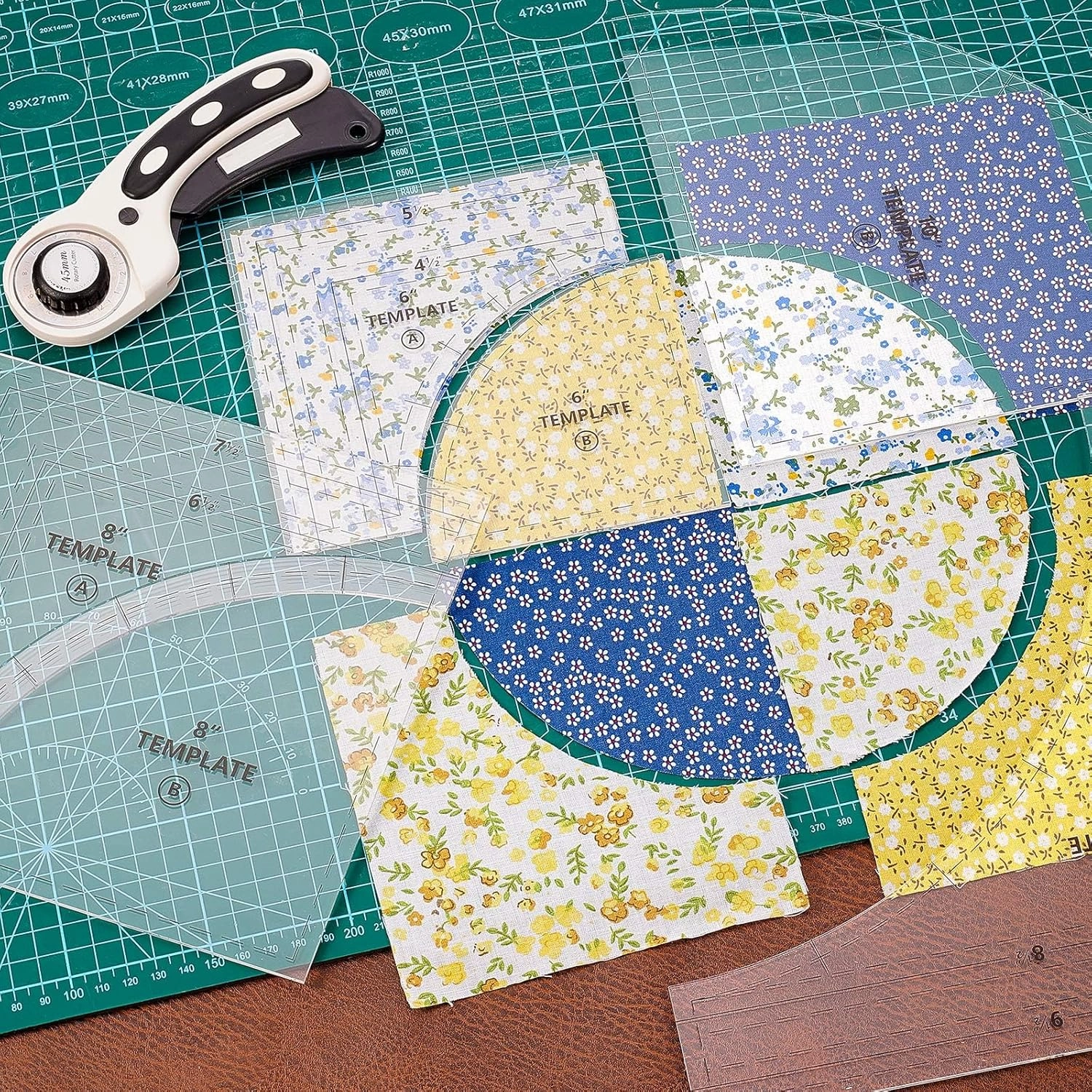 Kigley 3 Set Drunkards Path Quilting Templates Large Quilting Rulers and Templates for Cutting Patterns with 1/4" Seam Allowance Supplies for DIY Craft(Clear,10 x 8 x 6'')