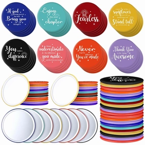 Kigley CNA Week Gifts Inspirational Gifts Bulk for Women 2.8 Inch Compact Mirror Round Portable Pocket Makeup Glass Purse Mini Small Mirror for Graduation Teacher(Colorful Base,96 Pcs)