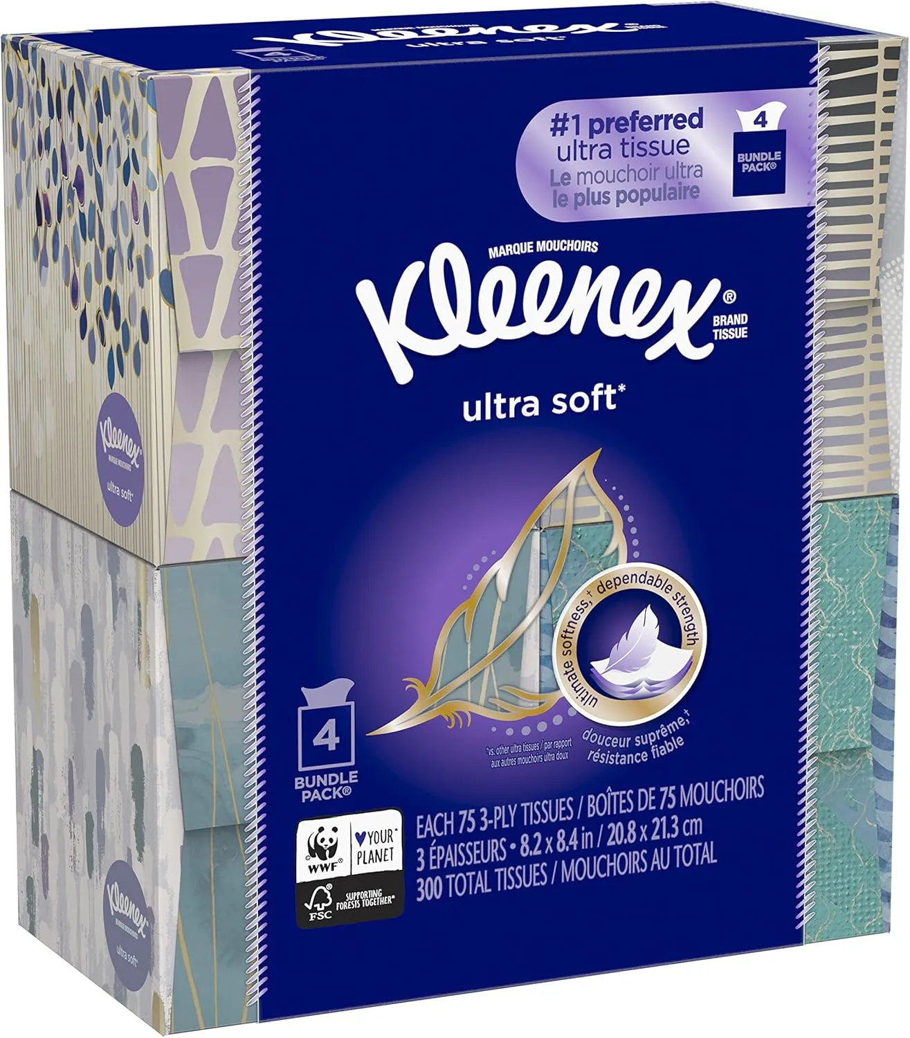 Kleenex Facial Tissue, Ultra Soft 75 Count (Pack of 4)
