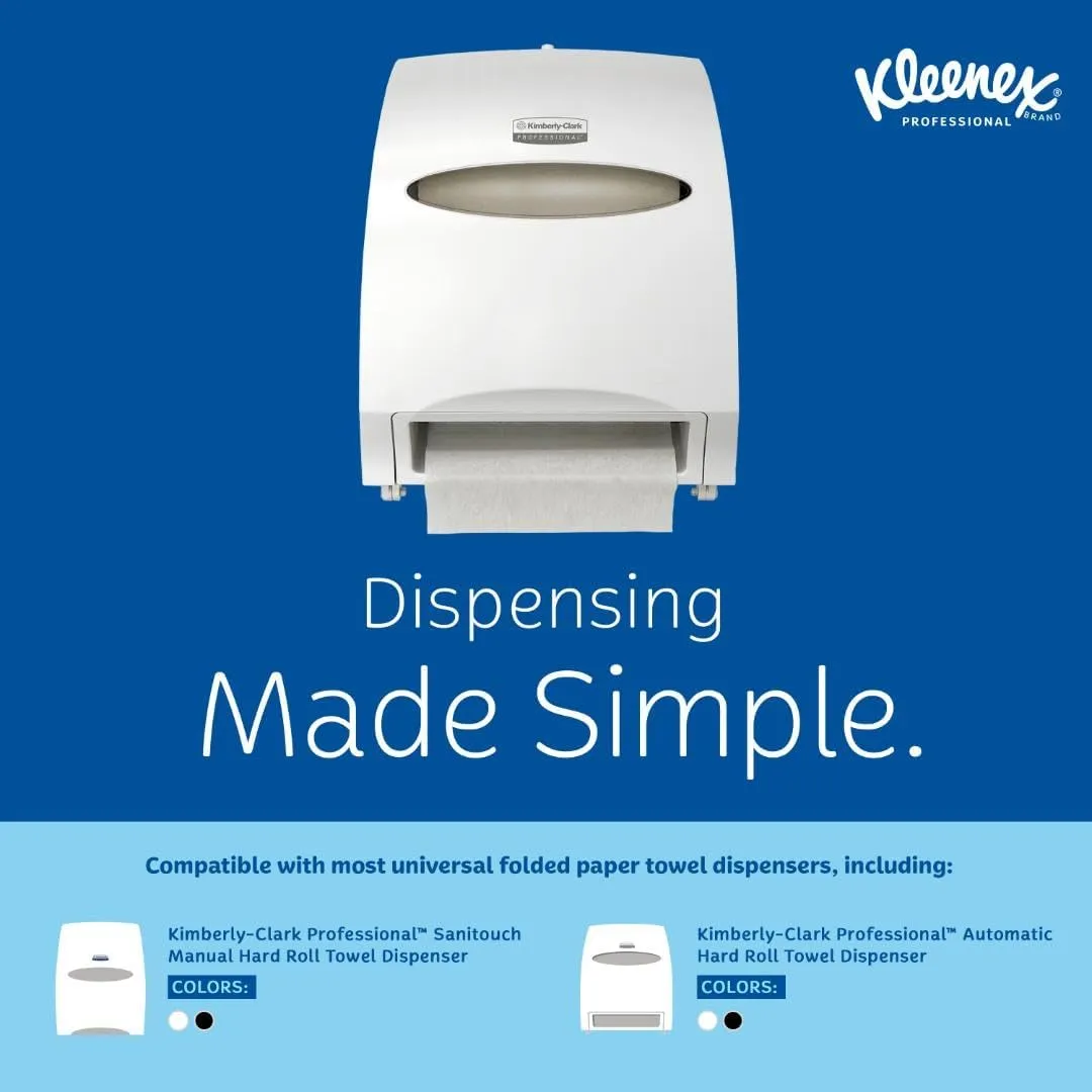 Kleenex Professional Universal Hard Roll Paper Towels, Bulk (50606), 1.75" Core, Premium Absorbency Pockets, White (6 Rolls at 600' Each, 3,600'/Case)