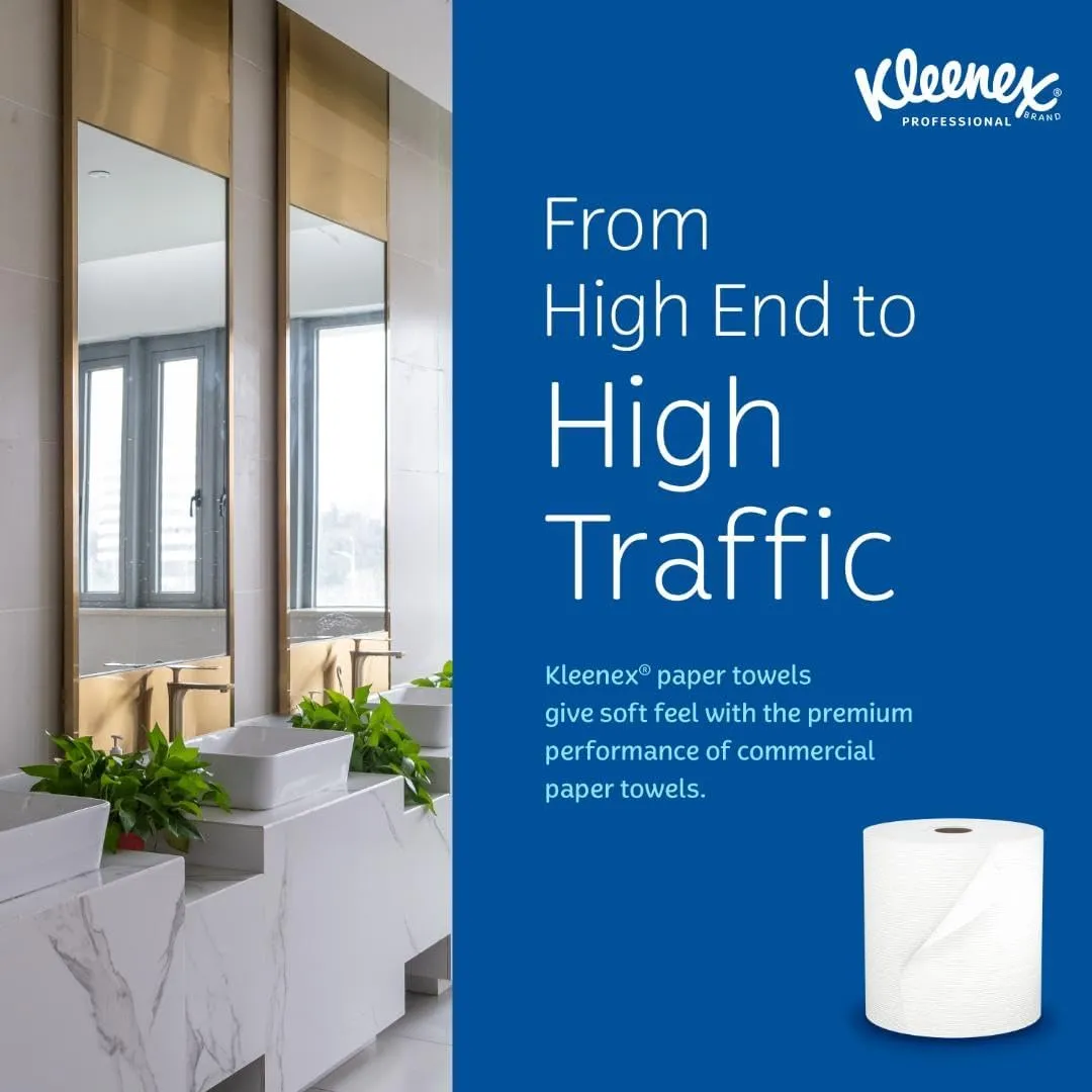 Kleenex Professional Universal Hard Roll Paper Towels, Bulk (50606), 1.75" Core, Premium Absorbency Pockets, White (6 Rolls at 600' Each, 3,600'/Case)