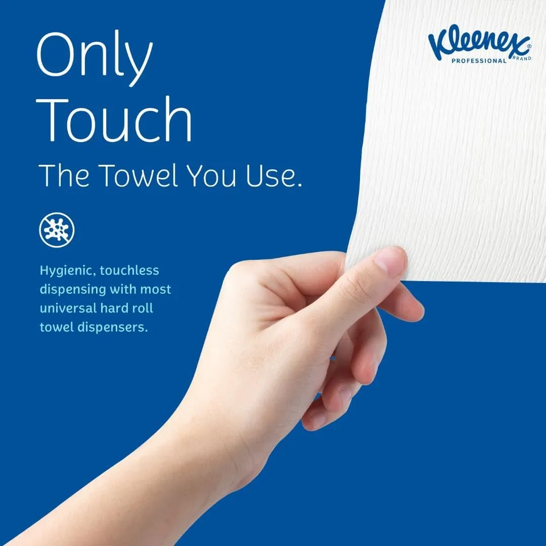 Kleenex Professional Universal Hard Roll Paper Towels, Bulk (50606), 1.75" Core, Premium Absorbency Pockets, White (6 Rolls at 600' Each, 3,600'/Case)