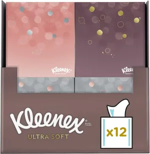 Kleenex Ultra Soft Facial Tissues - Pack of 12 Cube Tissue Boxes