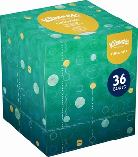 Kleenex Professional Naturals Facial Tissue with Plastic-Free Eco Packaging, Bulk (56027), 2-Ply, White, Upright Cube Boxed Format, Designed for Business (90 Tissues/Box, 36 Boxes, 3,240 Sheets/Case)