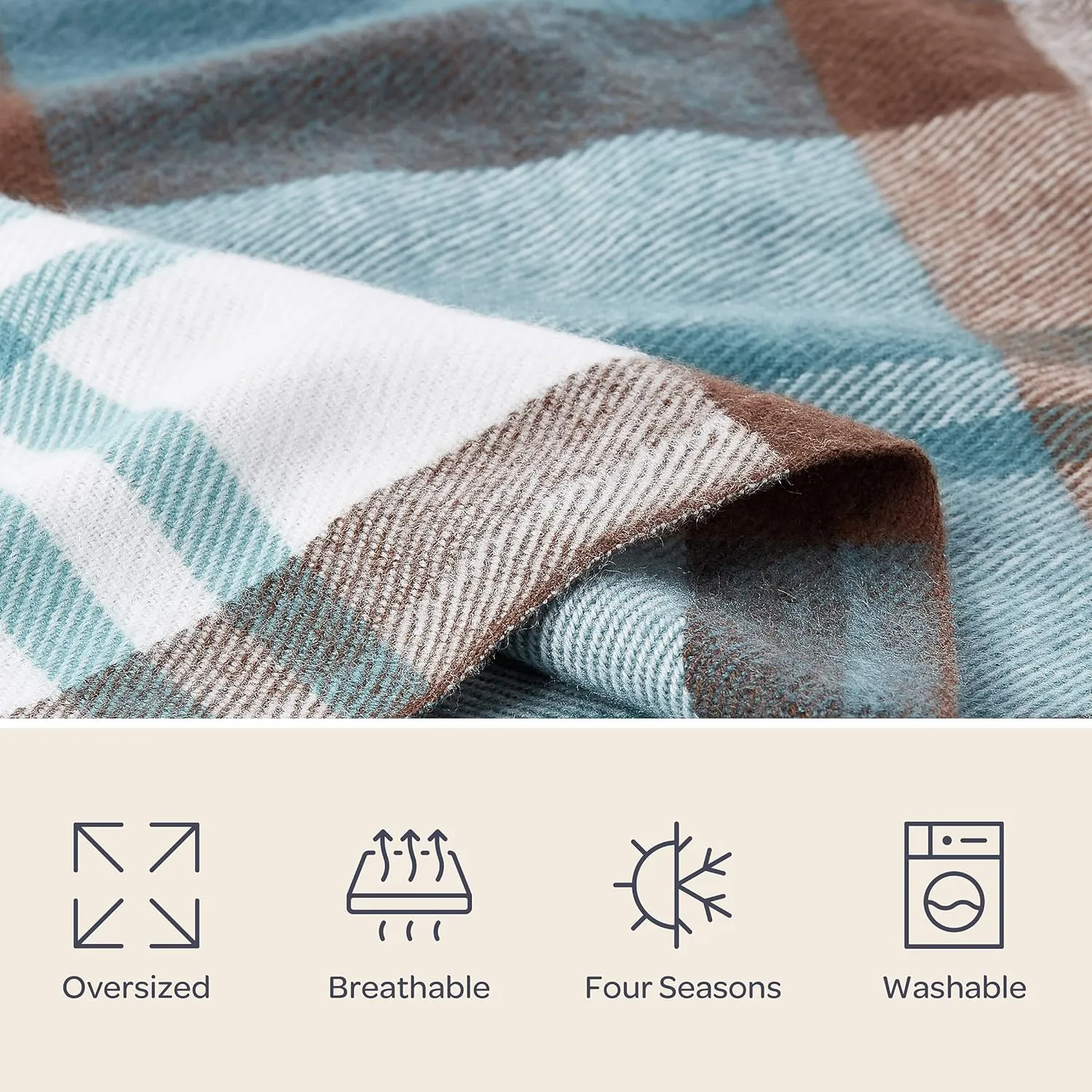 Lavish Home Bristol Plaid Soft Blanket-Oversized, Luxuriously Fluffy, Vintage-Look and Cashmere-Like Woven Acrylic-Breathable and Stylish Throws