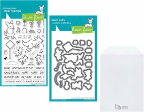 Lawn Fawn, 3 Item Bundle, Kanga-Rrific 4"x6" Clear Stamp Set, Coordinating Dies, Carnora Storage Pocket