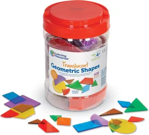 Learning Resources Translucent Geometric Shapes - 408 Pieces, Grades Pre-K  | Ages 4  Preschool Learning Materials, Manipulative Shapes, Early Geometry Skills, Classroom Accessories, Teacher Aids