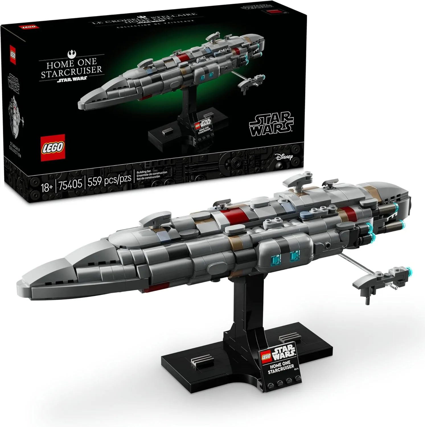 LEGO Star Wars: Return of The Jedi Home One Starcruiser Building Set for Adults - Star Wars Collectible Set with Display Stand - Includes Nebulon-B Medical Frigate - 75405