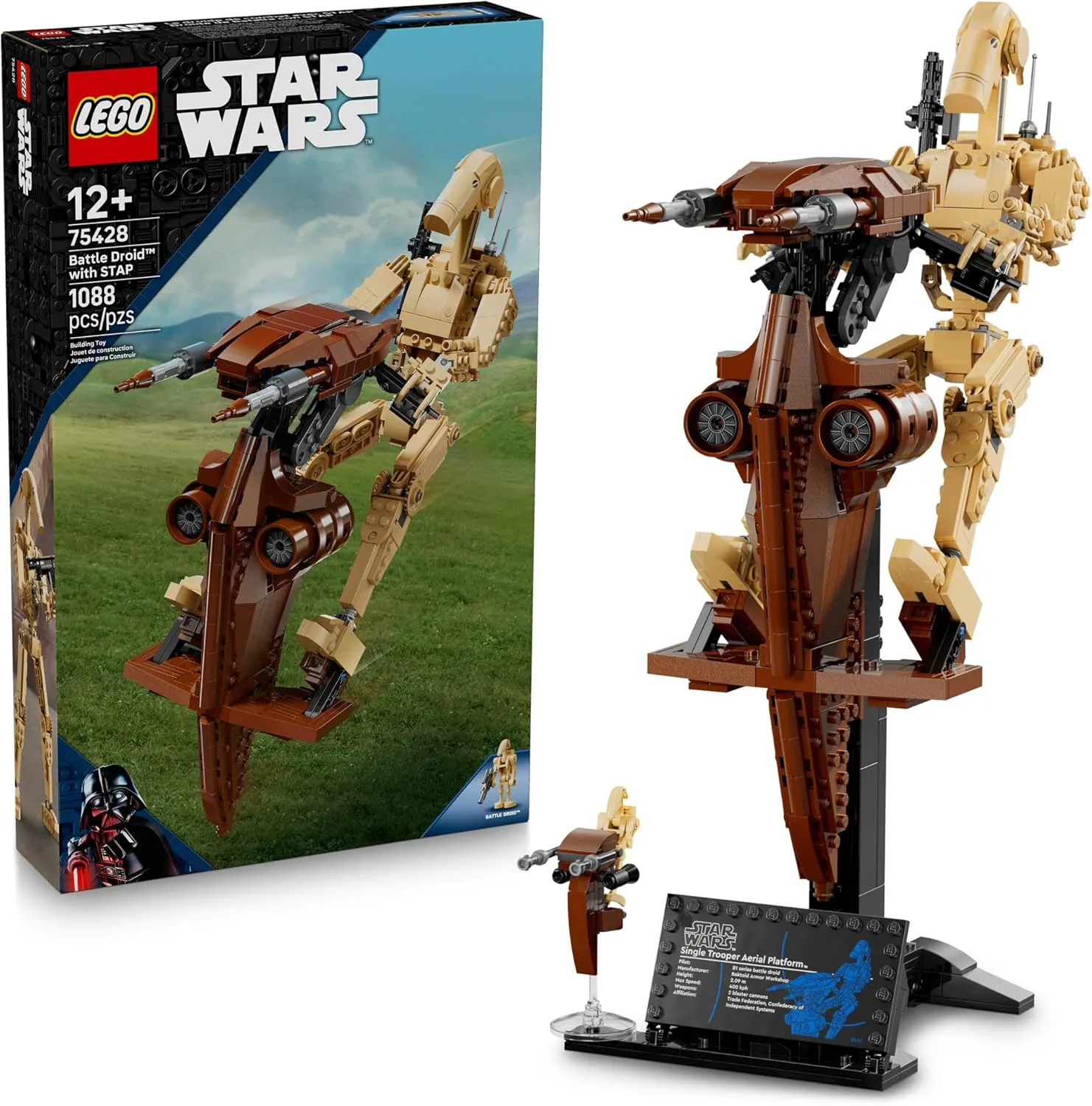 LEGO Star Wars: The Phantom Menace Battle Droid with STAP - Building & Learning Toy for Boys & Girls, Ages 12  - Star Wars Toy & Model Kit - Gift Idea for Kids - 75428