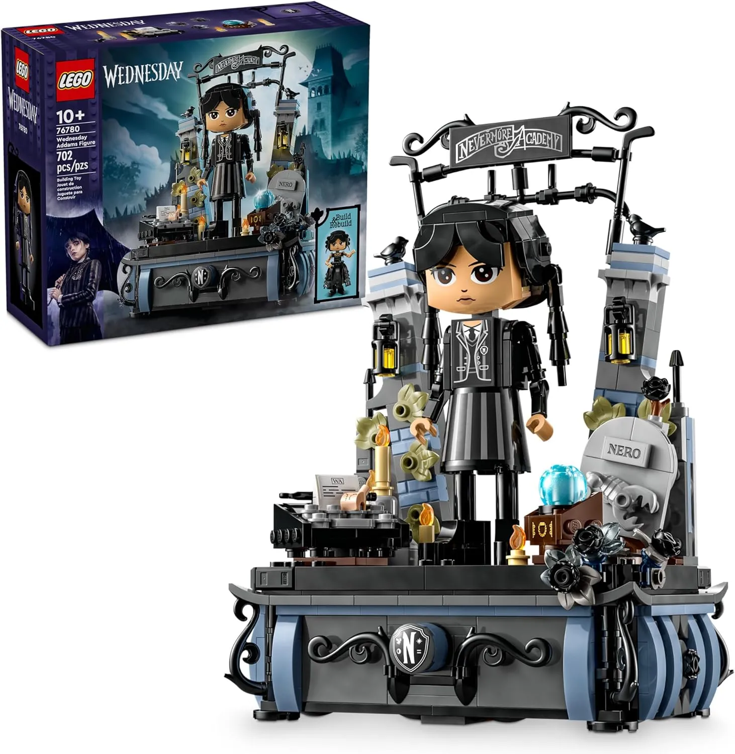 LEGO Wednesday Addams Figure - Building Toy for Kids, Girls & Boys, Ages 10  - Collectible Wednesday Addams Doll with Display for Fans - Gift Idea for Birthday - 76780