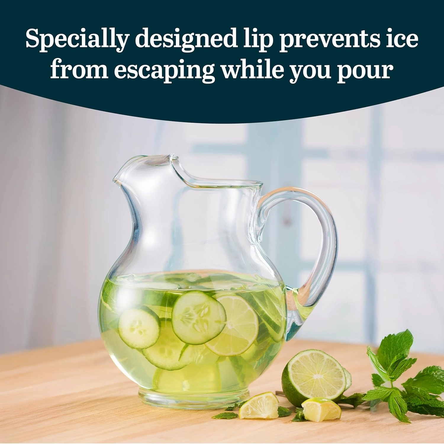 Libbey Acapulco Large Glass Pitcher Set of 2, 89 Oz, Clear, Tall Bubble Glass Pitchers with Handle, Modern Pitcher Set for Iced Tea, Punch, and More