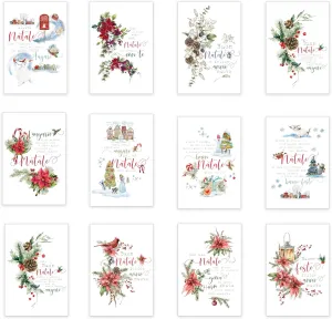 LINA OFFICINE GRAFICHE CREATIVE Christmas Greeting Cards Set of 12 Christmas Cards with Envelope Card Holder 34-999