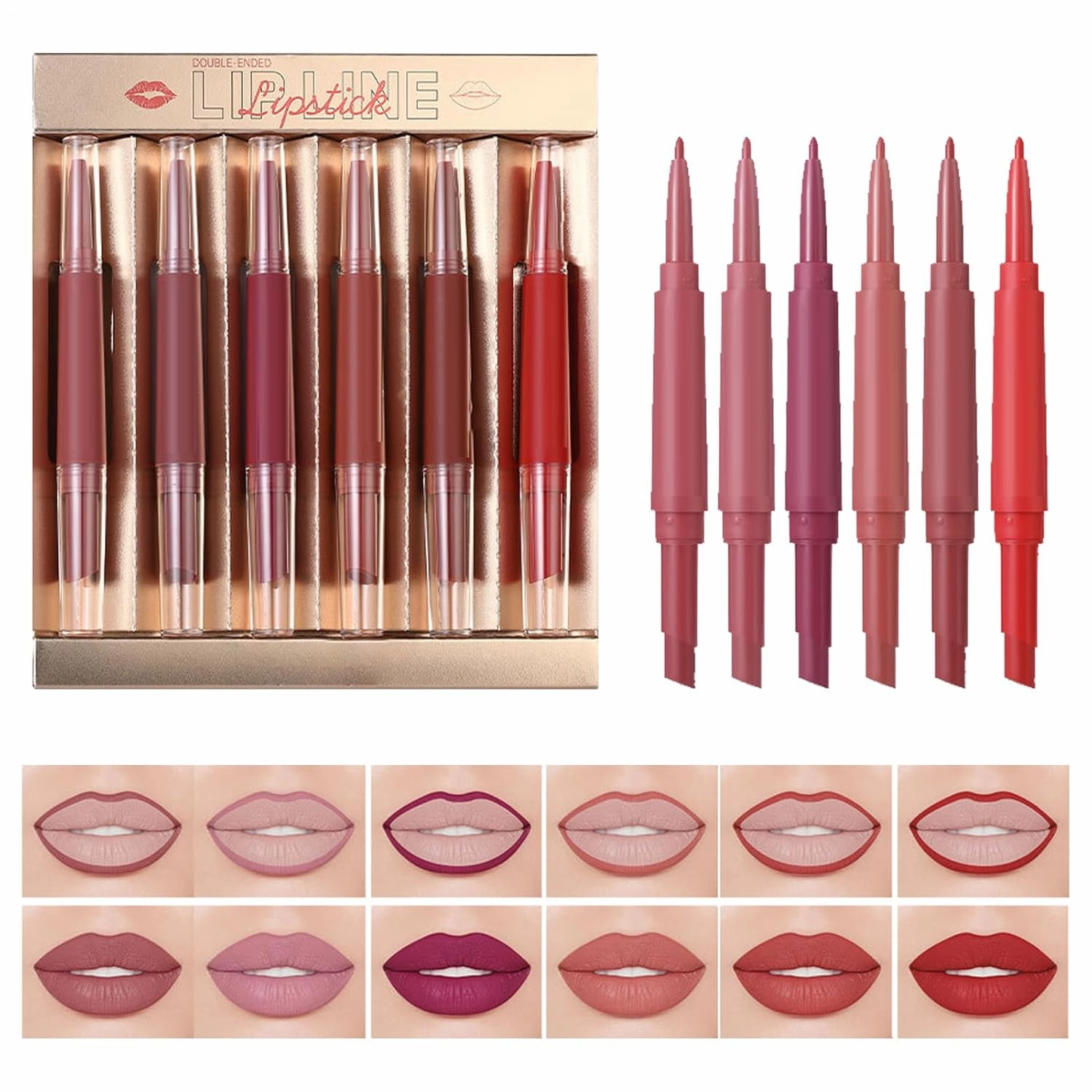 Lipstick and Lip Liner Combo - Matte Lipstick Pen with Lip Liner Set - Waterproof Makeup Stain Kit for Dating Travel Outdoor Shopping Trip Vacation